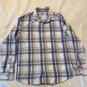 The Foundry Supply Co. Blue and Cream Plaid Shirt